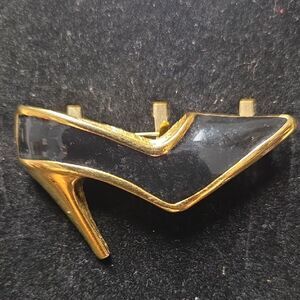 Gold and Black High Heel Brooch